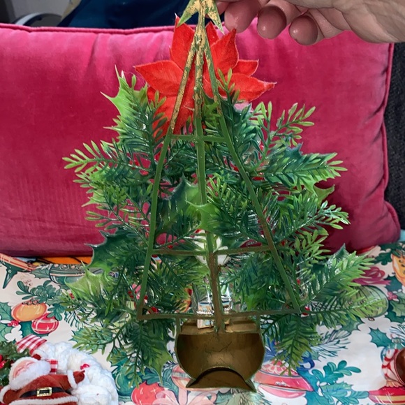 Vintage Christmas lot very adorable pixie Flock Santa vintage plastic Holly Berr - Picture 8 of 12